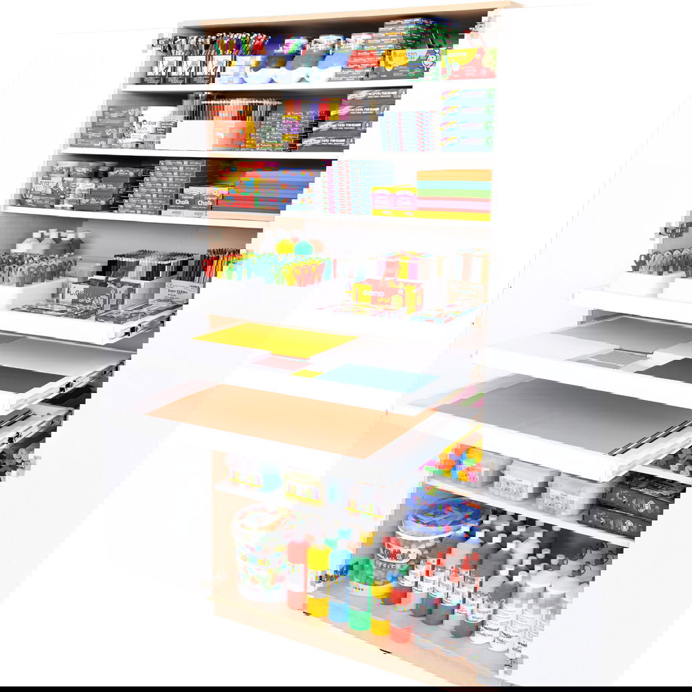 Quadro Hochschrank, H 199, mit ausziehbaren Böden, Türen weiß