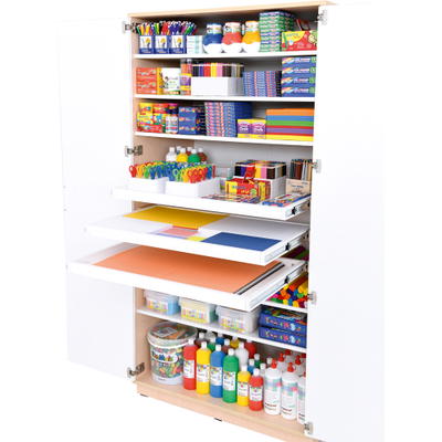Quadro Hochschrank, H 199, mit ausziehbaren Böden, Türen weiß