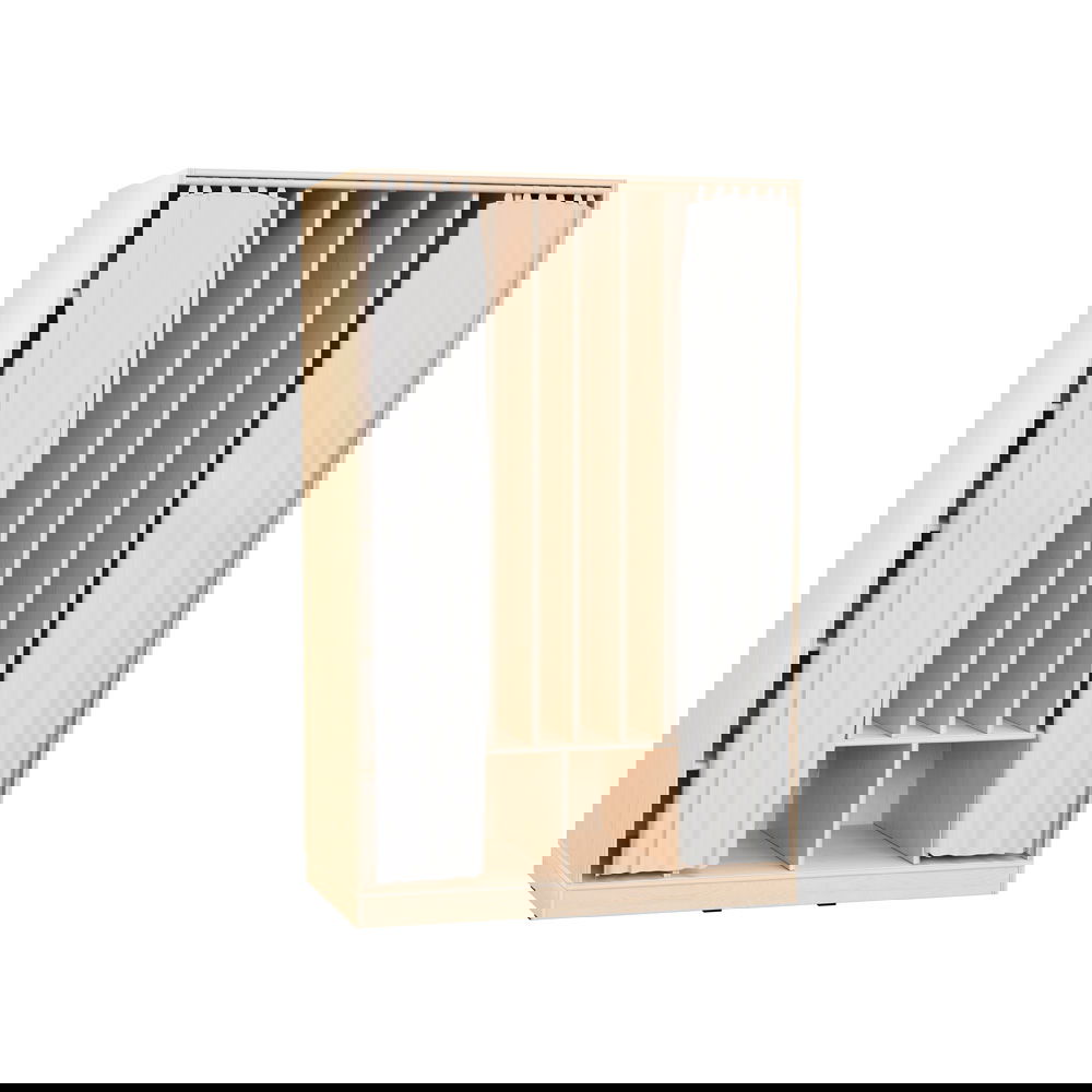 Echtholz Kombischrank für 8 Matten und Decken, mit Vorhang