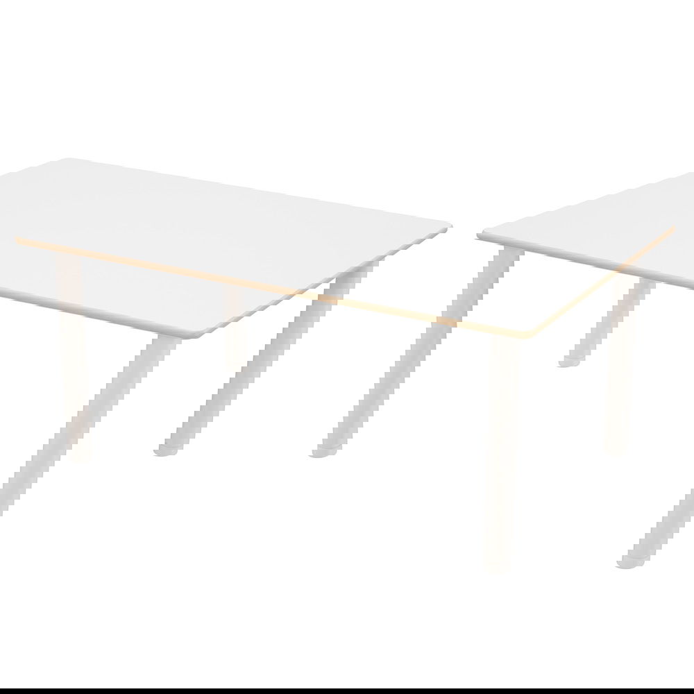 Flexi Rechteckiger Tisch 120 x 80 cm, höhenverstellbar 40-58 cm, HPL weiß, Beine weißgebeizt