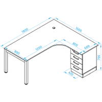 Grande L-Schreibtisch mit Schubladen - 099749