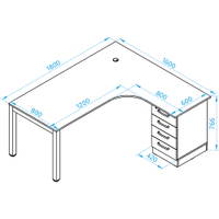 Grande L-Schreibtisch mit Schubladen – Bild 8