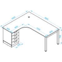 Grande L-Schreibtisch mit Schubladen – Bild 6