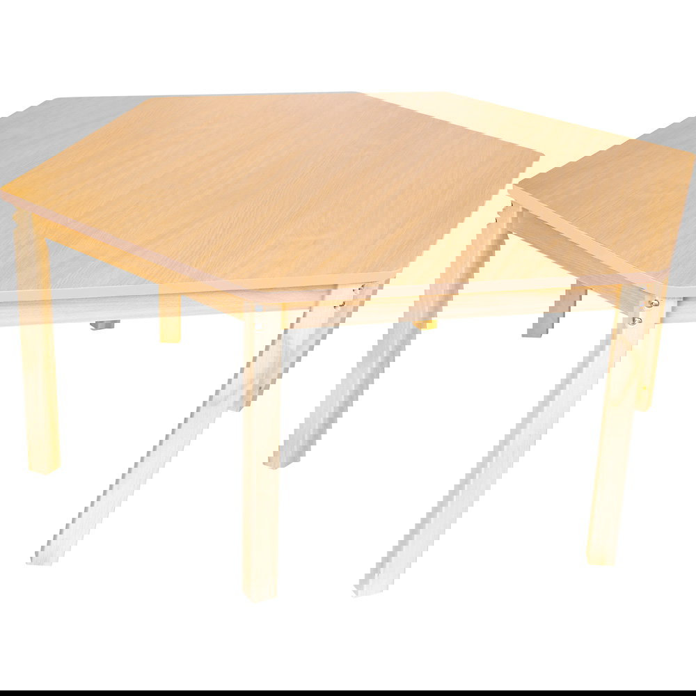 Tischplatte Klassik sechseckig, Ahorn Jylland, Kante Ahorn Jylland