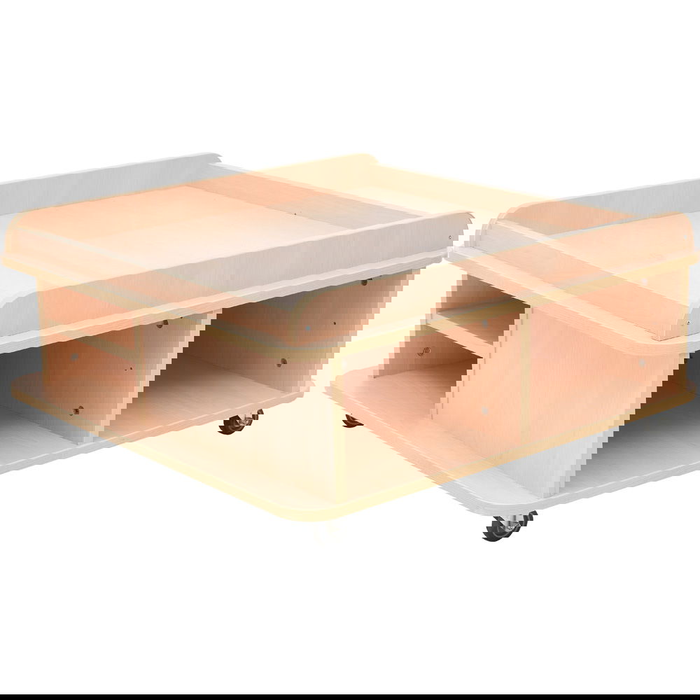 Großflächiger Mehrzwecktisch auf Rollen, quadratisch, H 37