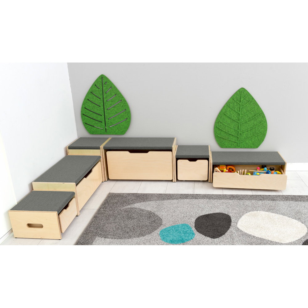 Podestbänke mit tretford-Teppichbelag, 6er-Set