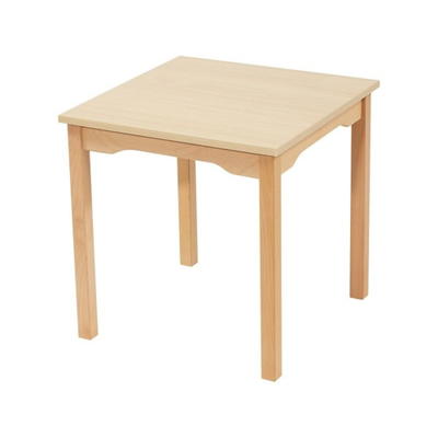 Tisch quadratisch 60×60 cm – mit melaminbeschichteter Platte – Fußteil aus Holz