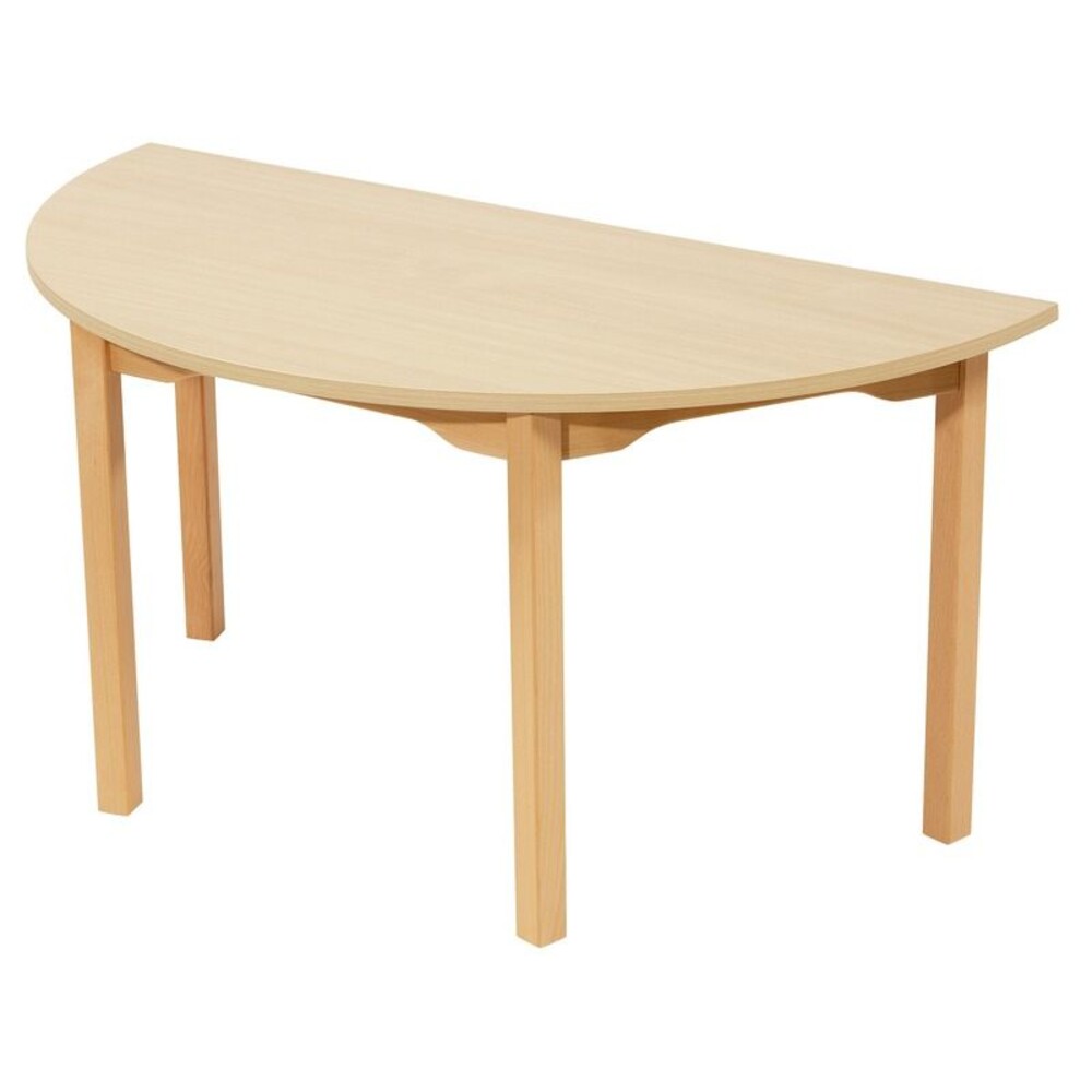 Tisch halbrund - mit melaminbeschichteter Platte - Beine aus Holz