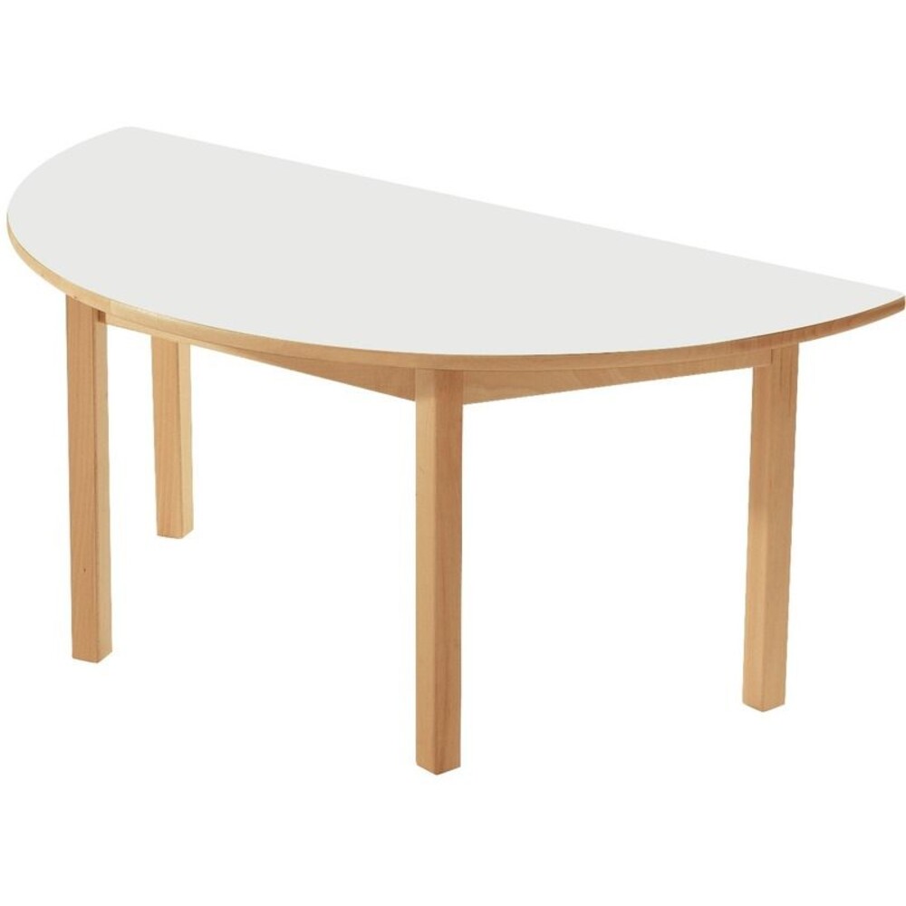 Tisch Halbkreis 120 x 60 cm - mit abwischbarer Tischplatte - Beine aus Holz