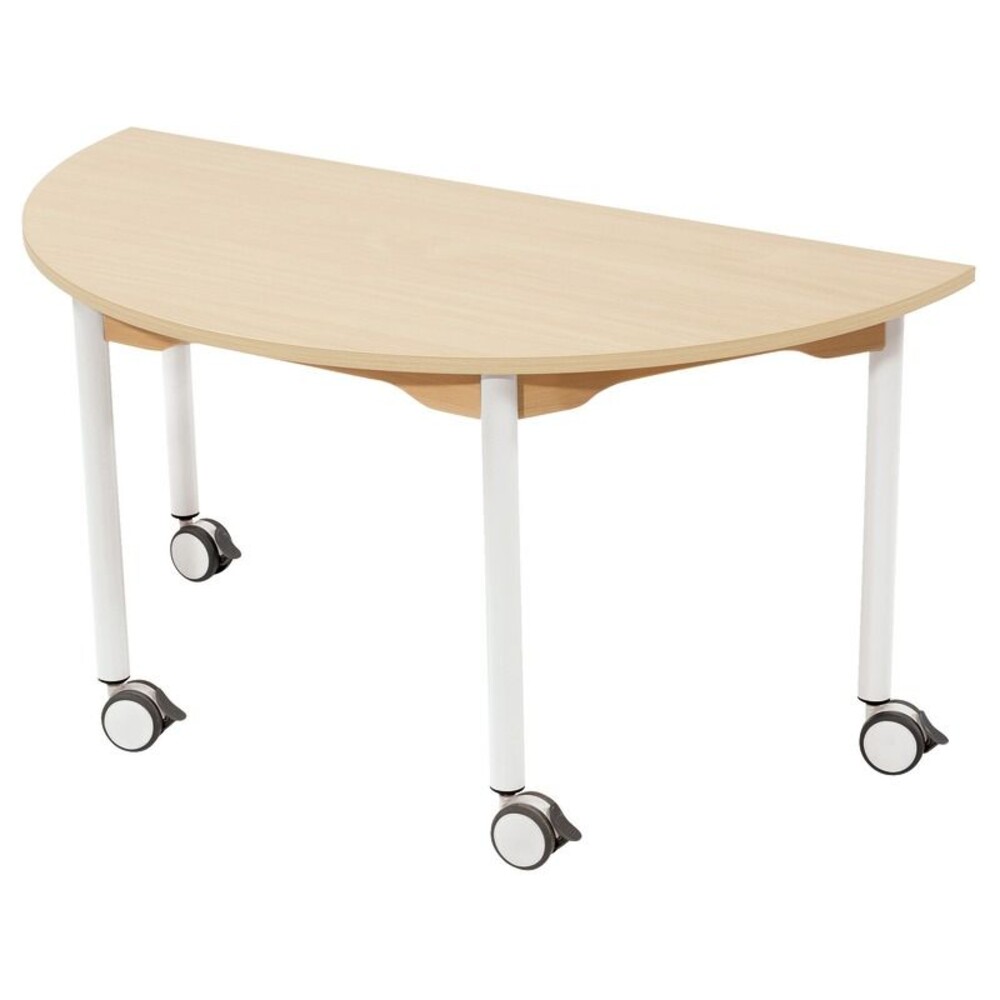 Tisch halbrund 120x60 cm - melaminbeschichtete Tischplatte - Beine aus Metall