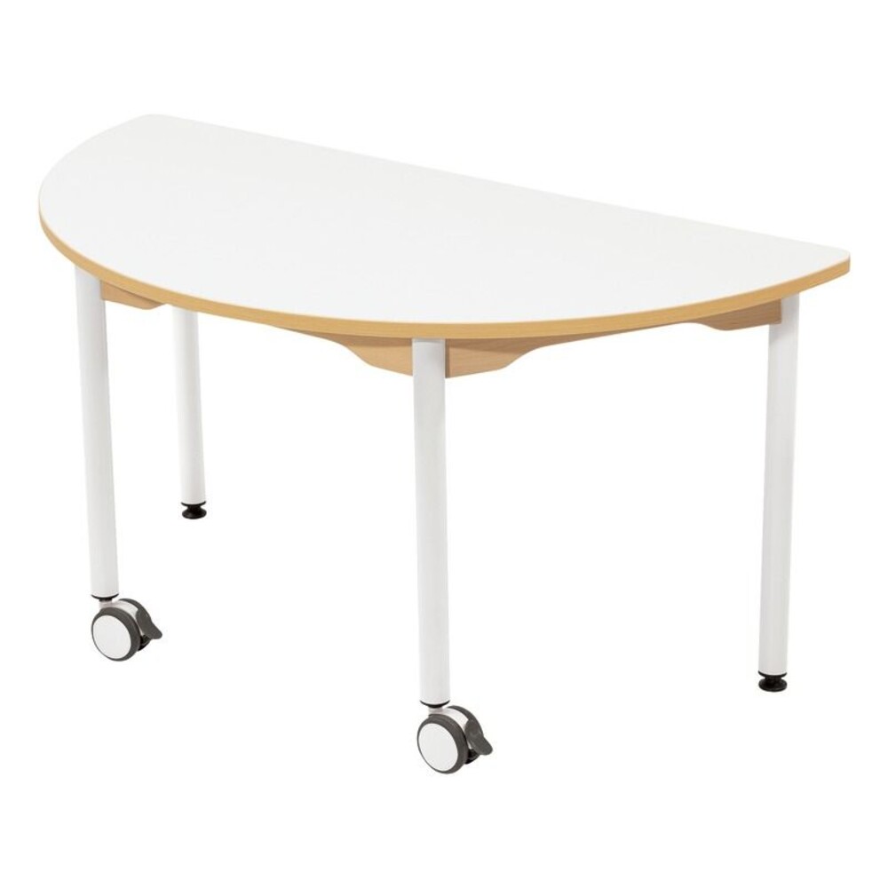 Tisch Halbkreis 120 x 60 cm - mit abwischbarer Tischplatte - Beine aus Metall