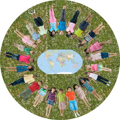 Runder Teppich „Kinder der Welt“