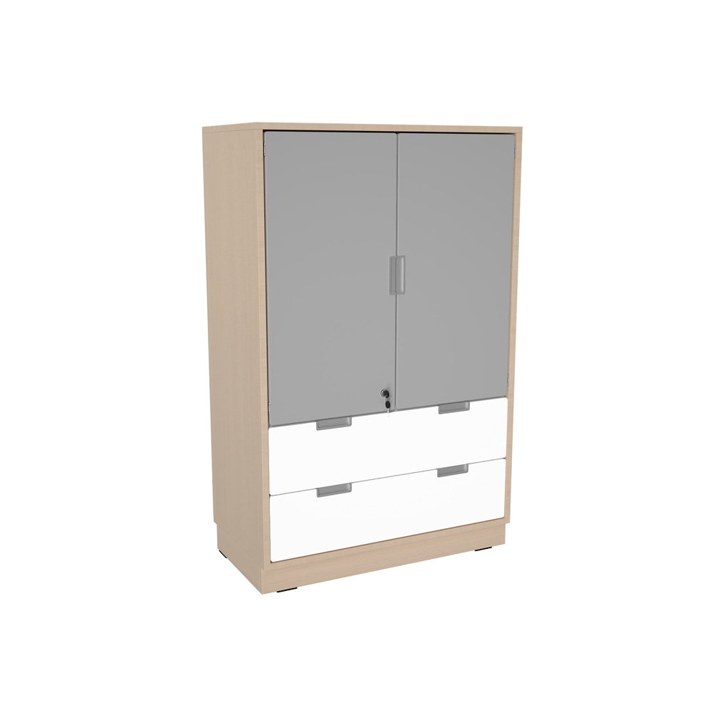 Schrank L ohne Mittelwand, mit 2 breiten Schubladen und abschließbaren Türen B 79 (Quadro 235/235W – 180°)