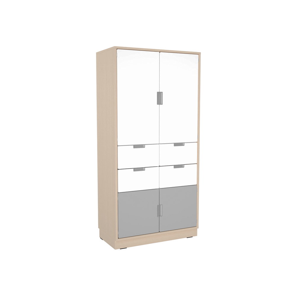 Schrank XL mit 1 Mittelwand, mit 4 Schubladen und Türen, B 79 (Quadro 238/238W – 180°)