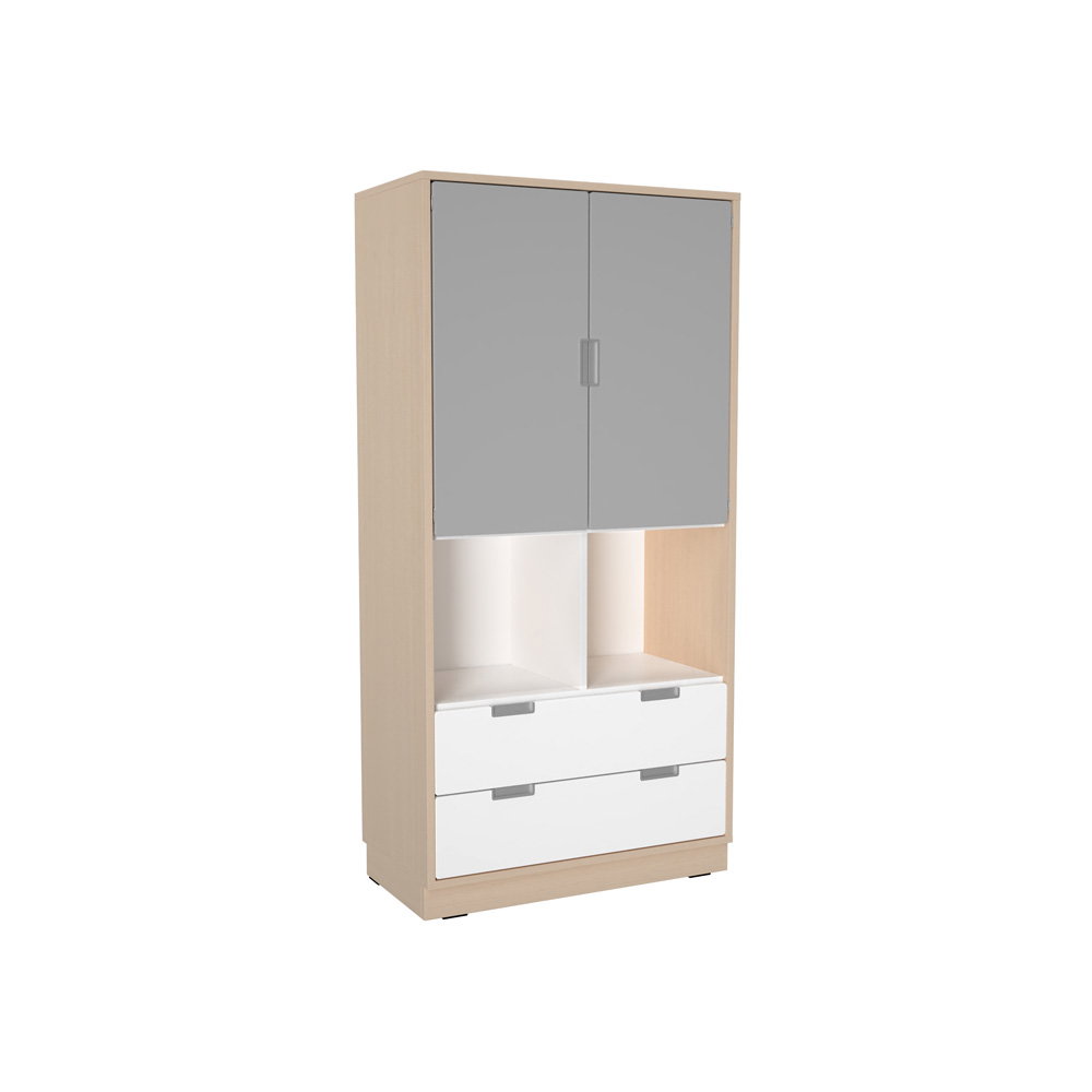 Kombischrank XL mit 2 breiten Schubladen, Türen und offenen Fächern, B 79 (Quadro 239/239W – 180°)