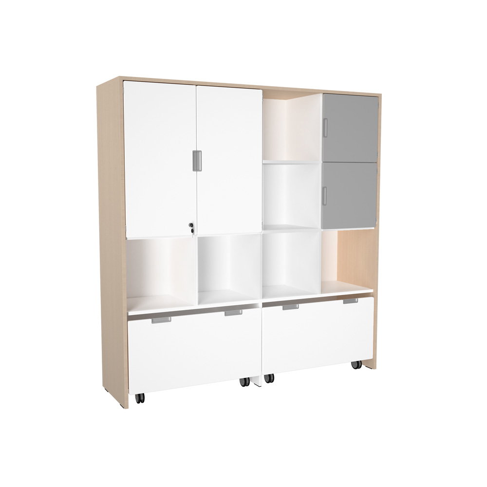 Mehrfunktionen-Schrank XL mit 2 breiten Rollbehältern, B 154 (Quadro 240/240W – 180°)