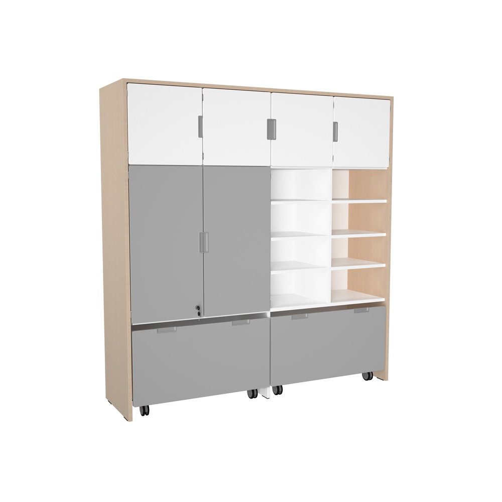 Mehrfunktionen-Schrank XL mit 2 breiten Rollbehältern, B 154 (Quadro 241/241W – 180°)