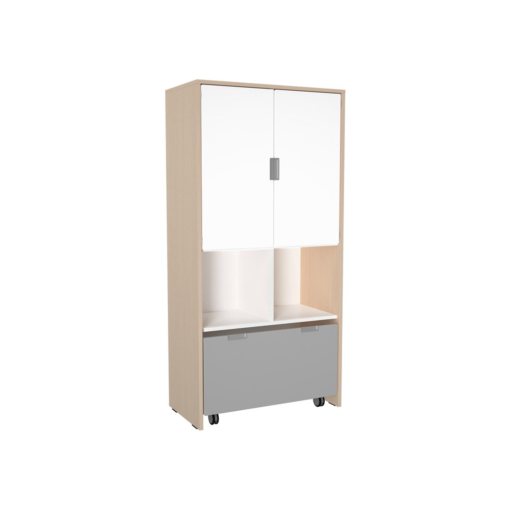 Schrank XL mit Rollbehälter, Türen und offenen Fächern, B 79 (Quadro 243/243W – 180°)