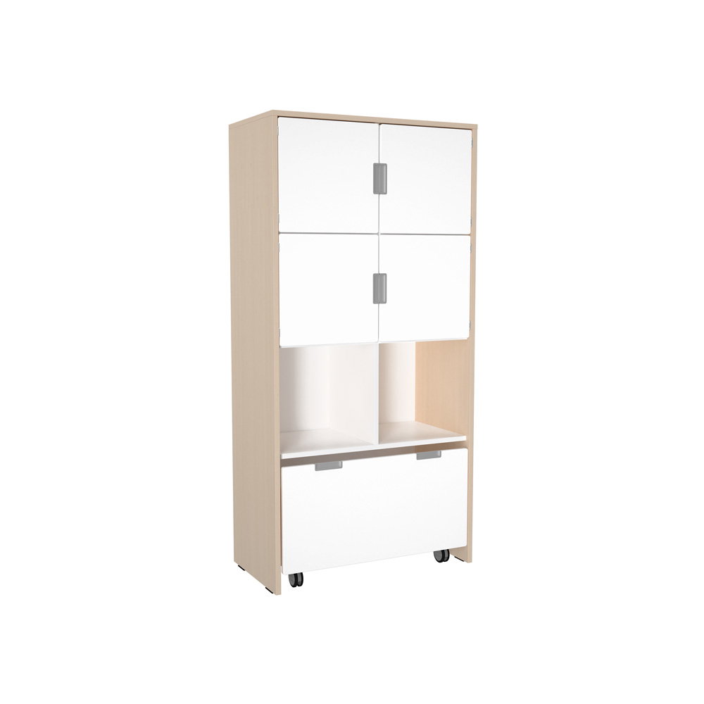 Schrank XL mit Rollbehälter, Türen und offenen Fächern, B 79 (Quadro 244/244W – 180°)
