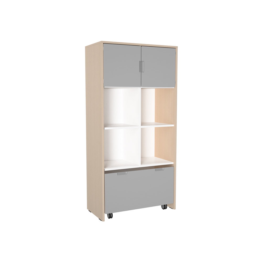 Schrank XL mit Rollbehälter, Türen und offenen Fächern, B 79 (Quadro 245/245W – 180°)