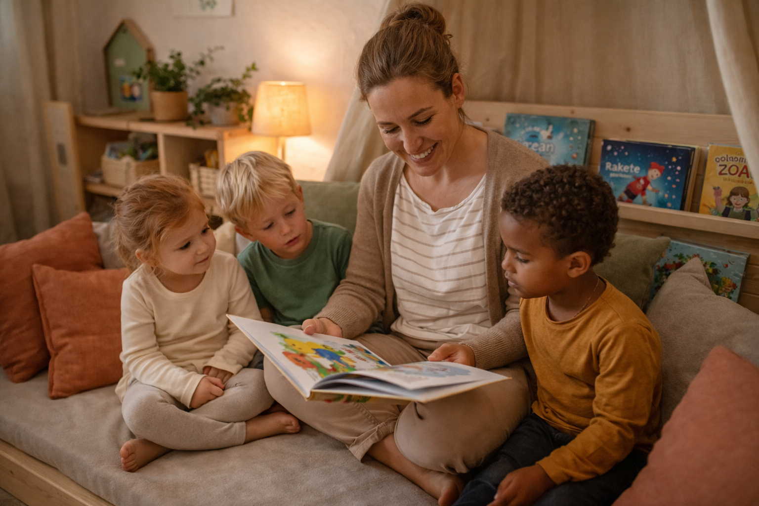 Children Read Wih Teaher
