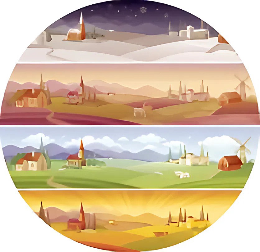 Teppich rund "Jahreszeiten"