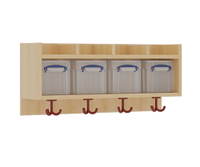 Einfache Garderobenablage, Kunststoffboxen, nach oben offene Ablagen - 117 281 A 1