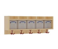 Einfache Garderobenablage, Kunststoffboxen, nach oben offene Ablagen - 117 282 A 1