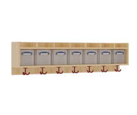 Einfache Garderobenablage, Kunststoffboxen, nach oben offene Ablagen - 117 284 A 1