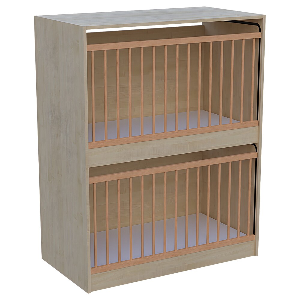 Krippen-Etagenbett, Geschlossene Rückwand