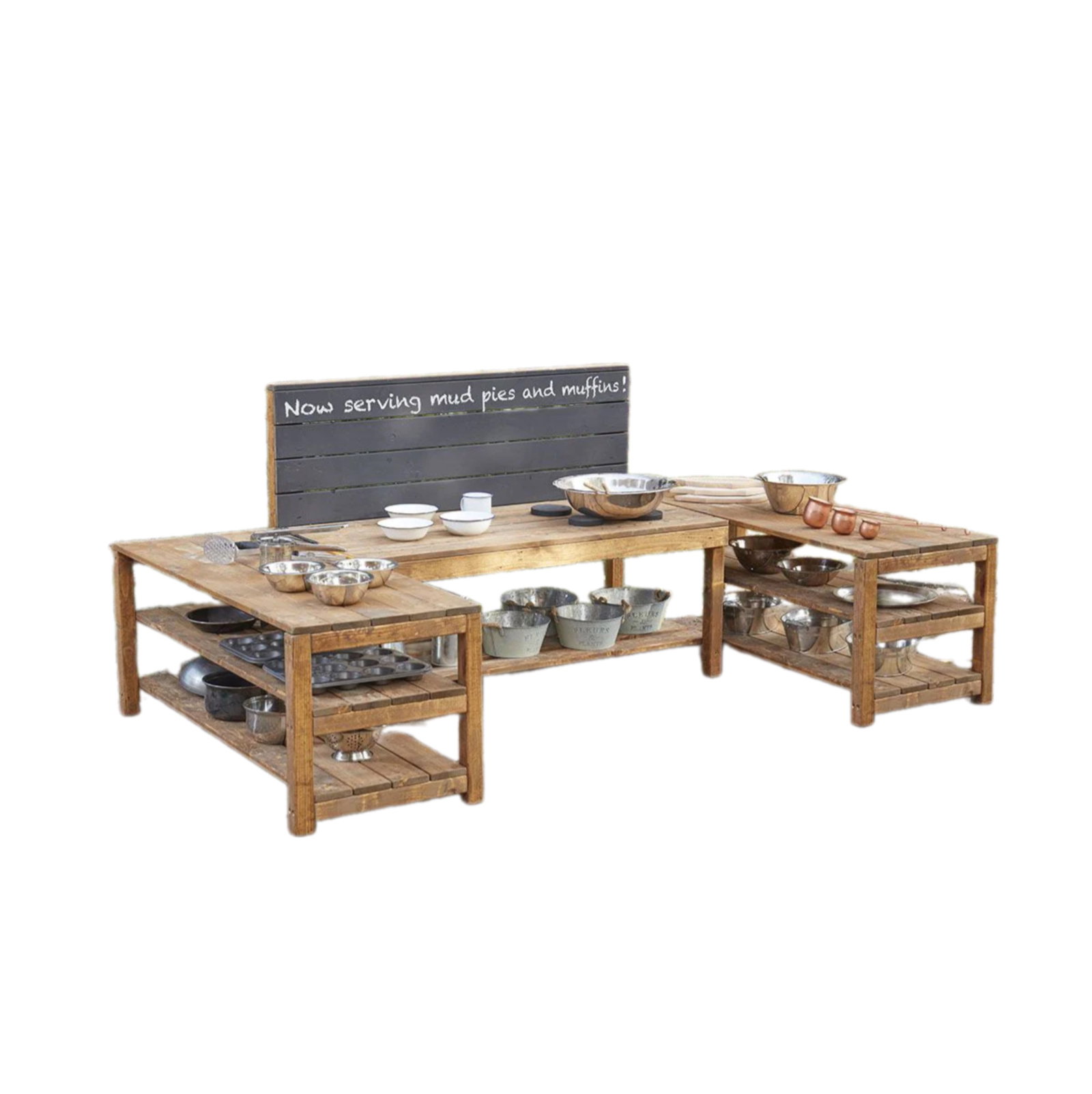 Hufeisen-Werkstatt Outdoor aus Holz – Matschküche & Werkbank für Kita