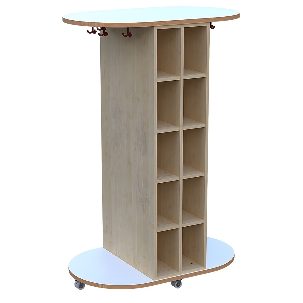 Stiefelwagen, beidseitig als Regal mit Fächern und Kunststoffhaken