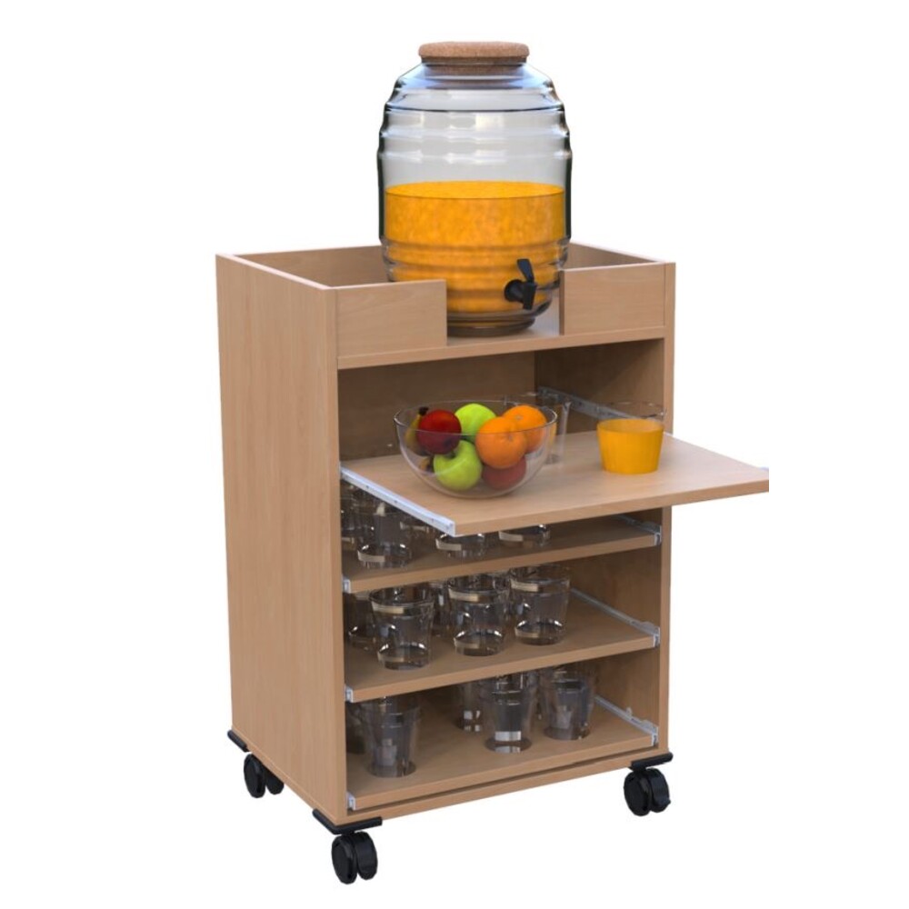 Getränkewagen mit 4 Auszügen und Aussparung für Getränkebehälter