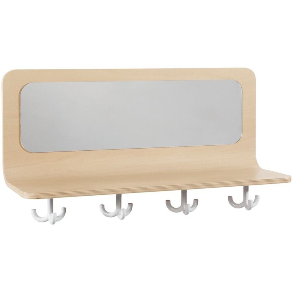 Wandregal mit 4 Haken + Spiegel Curvy