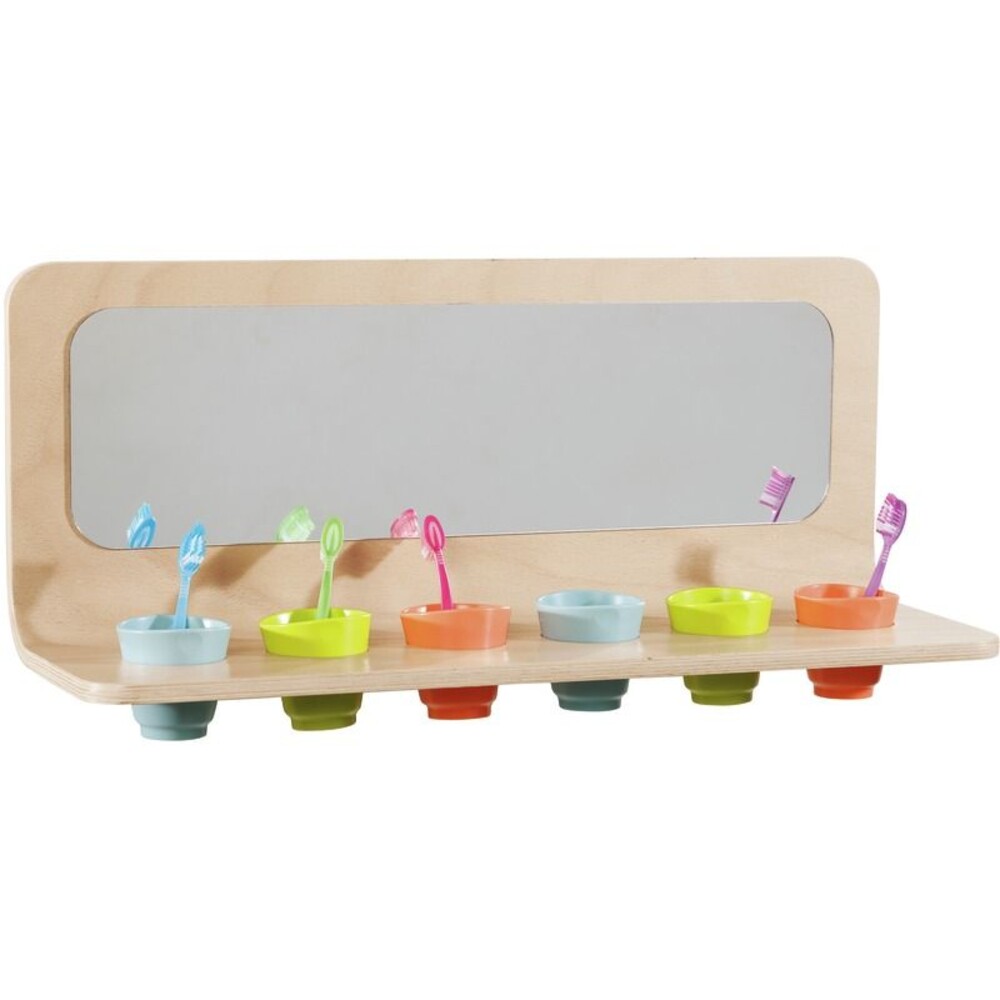 Wandregal Becherhalter und Spiegel Curvy mit 6 Bechern