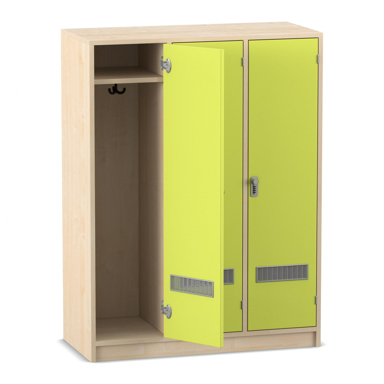 Flexeo® Garderobenschrank „Armadio“, 3 Türen, mit Fachböden, Höhe 130,4 cm