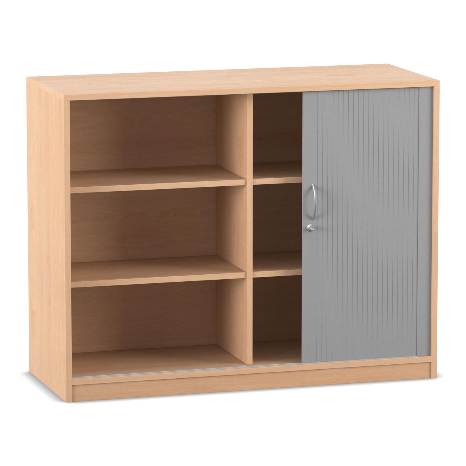 Flexeo® Rollladenschrank, 6 Fächer, Mittelwand, Breite 126,4 cm