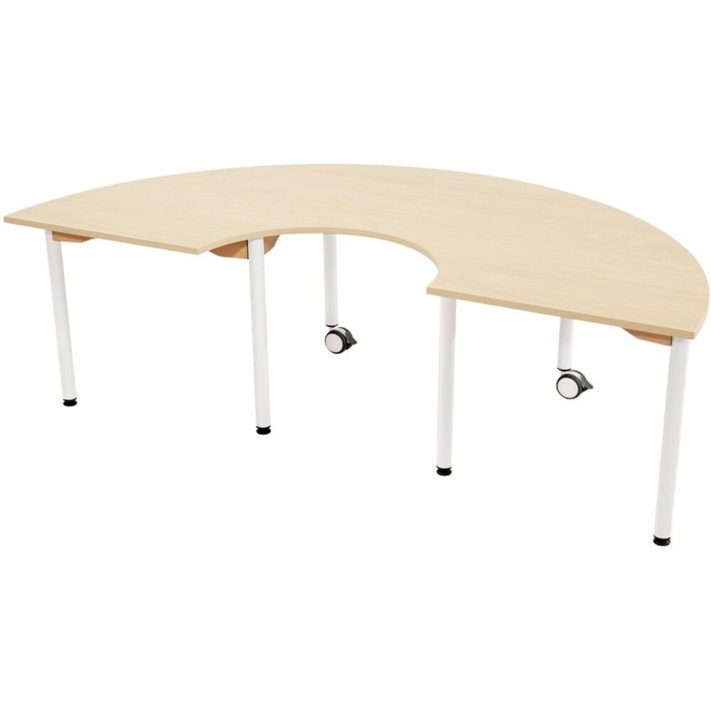 Tisch halbrund 180x90x60 cm - melaminbeschichtete Tischplatte - Beine aus Metall