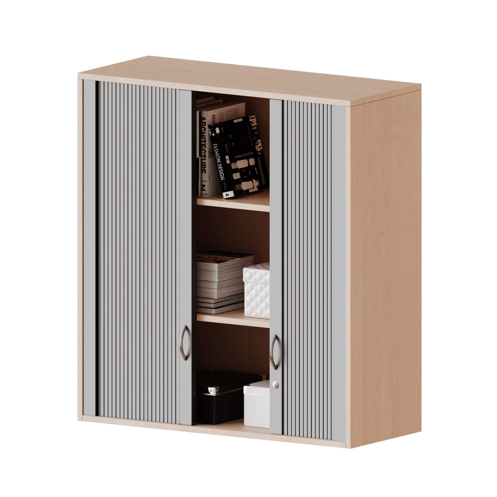 Aufsatzschrank mit Rollo, 3 Ordnerhöhen - Serie evo180