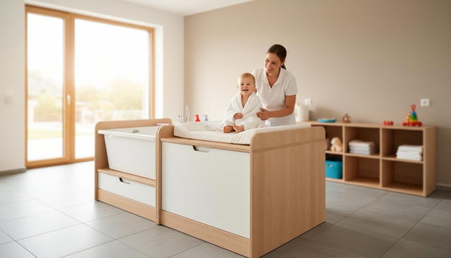 Badewanne-Wickelkommode: Die platzsparende & sichere Lösung für Ihre Kita