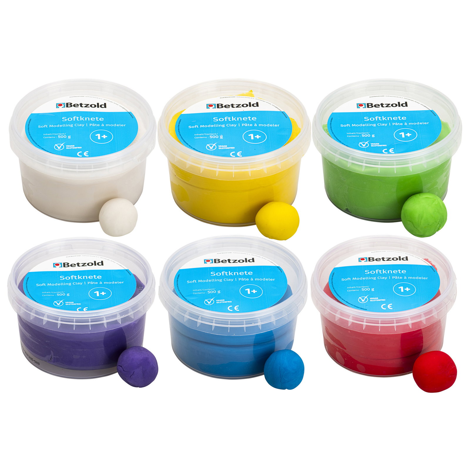 Betzold Soft-Knete „Basic“, 6 Farben á 500 g