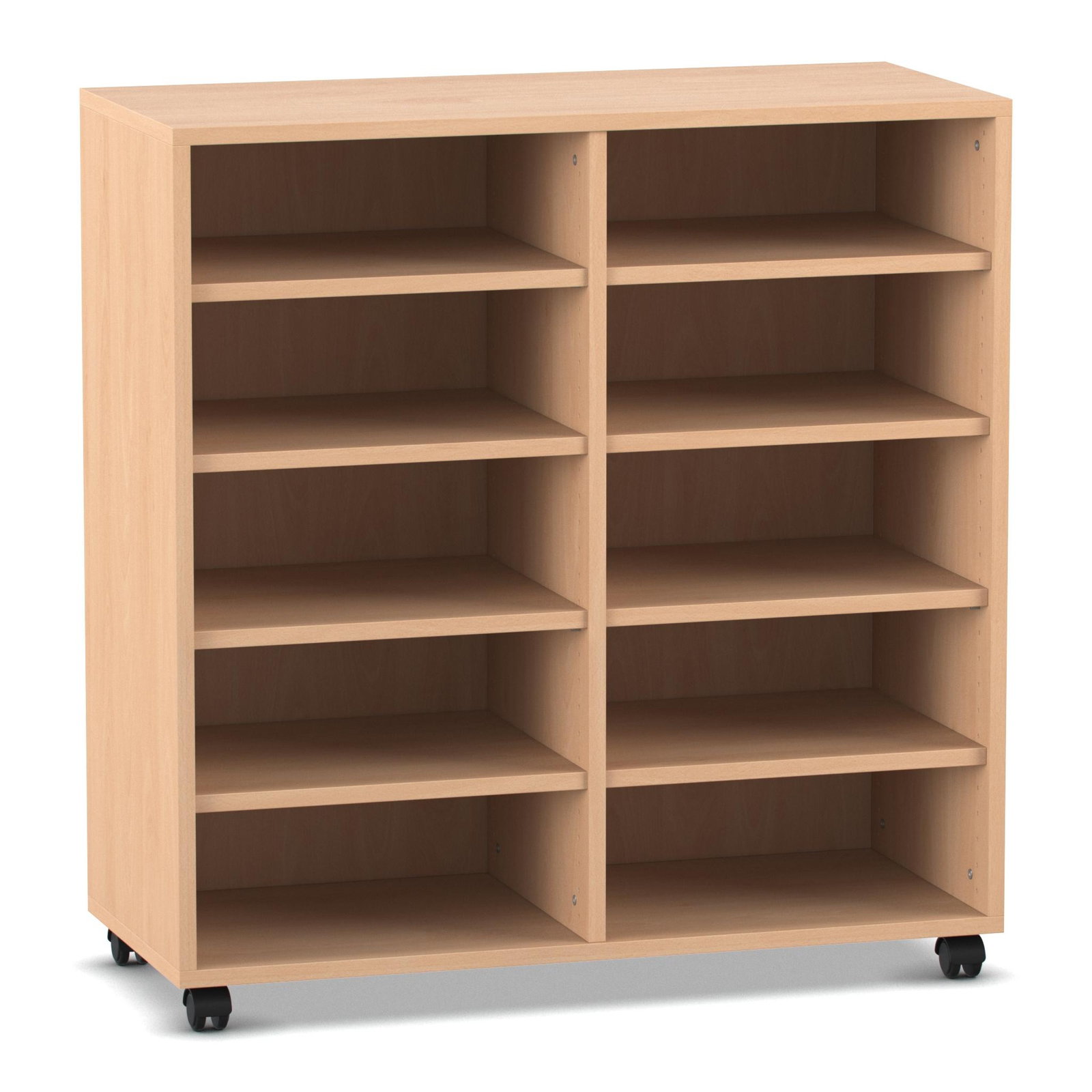 Flexeo® Regal, 2 Reihen, 10 Fächer, niedrig