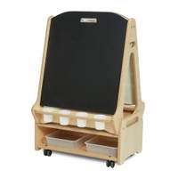 Doppelseitige Staffelei, 2 Plätze - PT1062 Millhouse Early Years Furniture Double Sided 2 in 1 Easel with Easel Storage Trolley Low 2 Child RGB1 1000