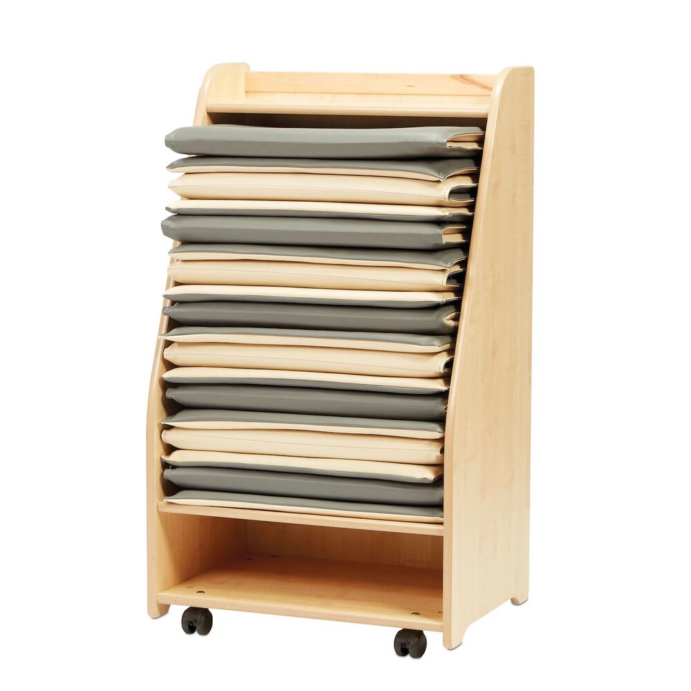 Mobiles Regal für Schlafmatten inkl. 10 faltbaren Schlafmatten