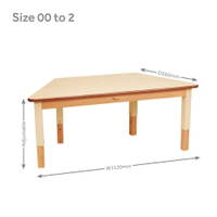 Höhenverstellbarer Trapeztisch - PT1270 Millhouse Early Years Furniture Trapezoid Table Adjustable Dimensions RGB 1000