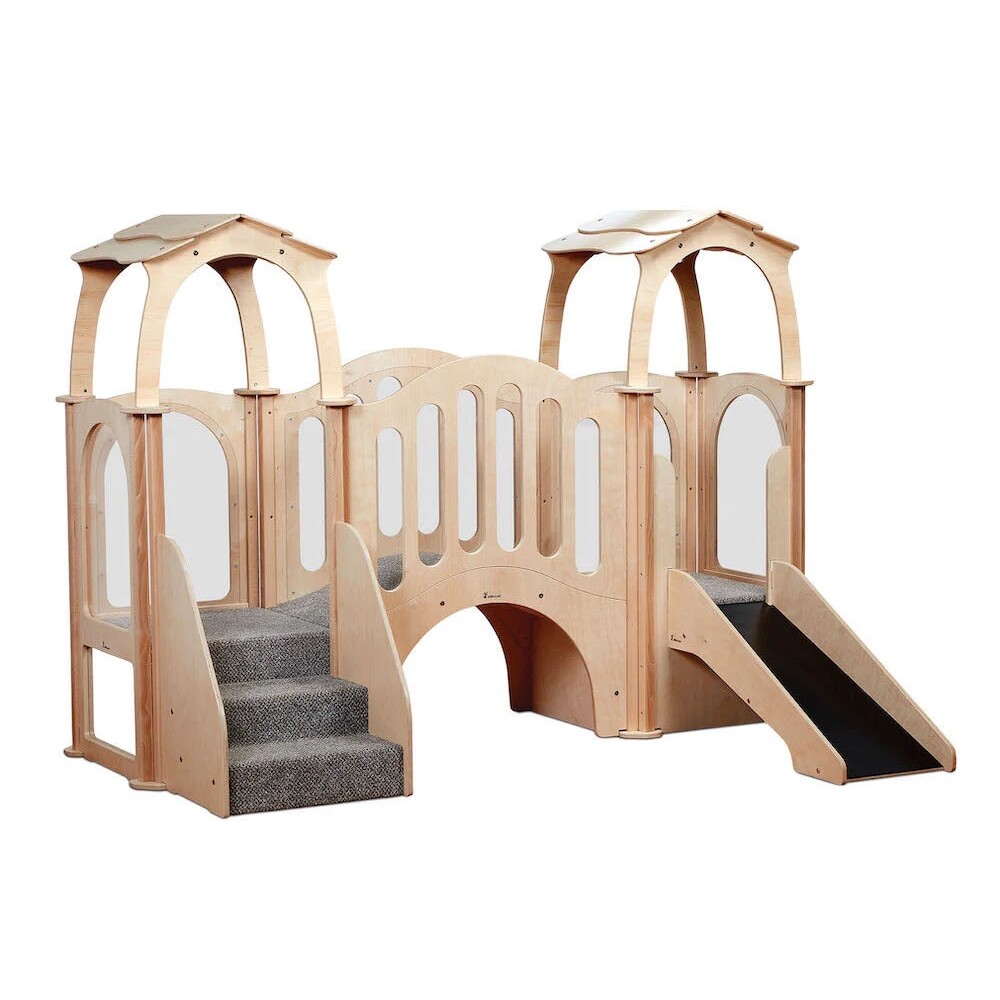 Große Spielburg "Hide ‘n’ Slide" mit Rutsche, Treppe und Brücke