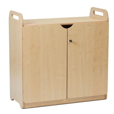 Schrank „Cupboard“, abschließbar mit Vitrine und Spiegelrückwand
