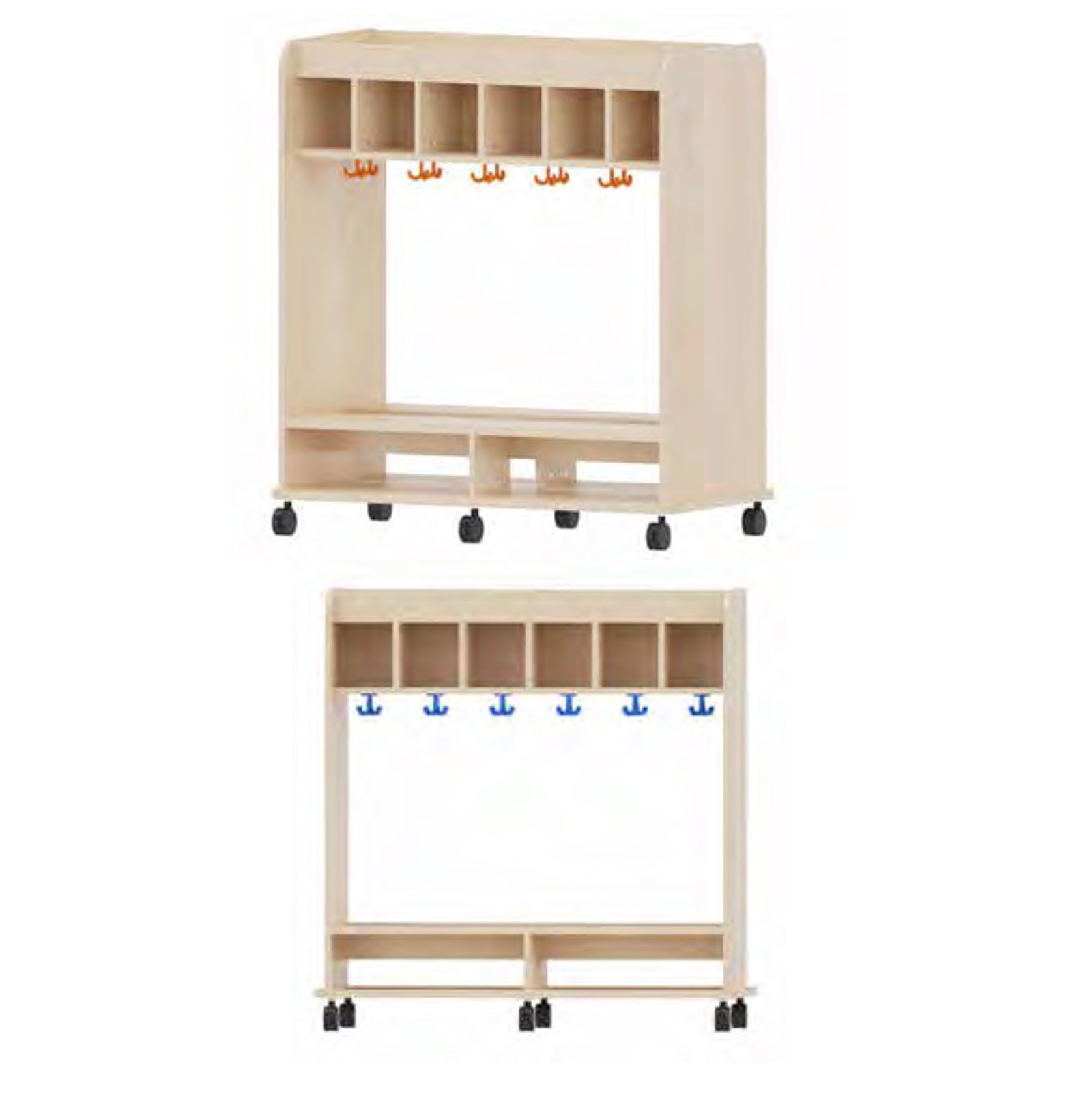 Garderobenwagen mit Ablagefläche, Dekorleiste und Dreifachhaken, beidseitig nutzbar