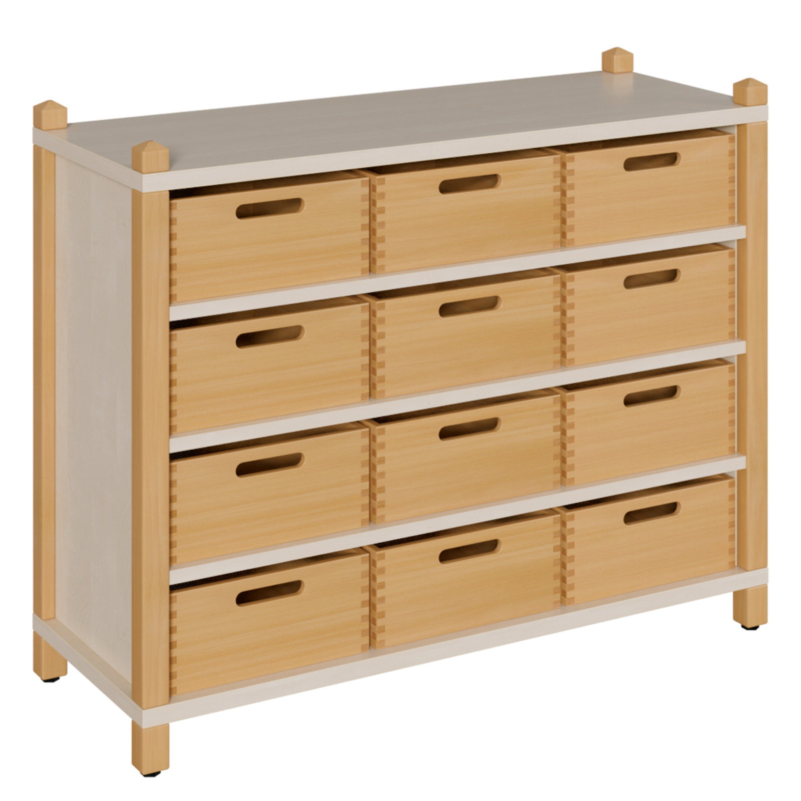 Stollenschrank mit großen Massivholzkästen