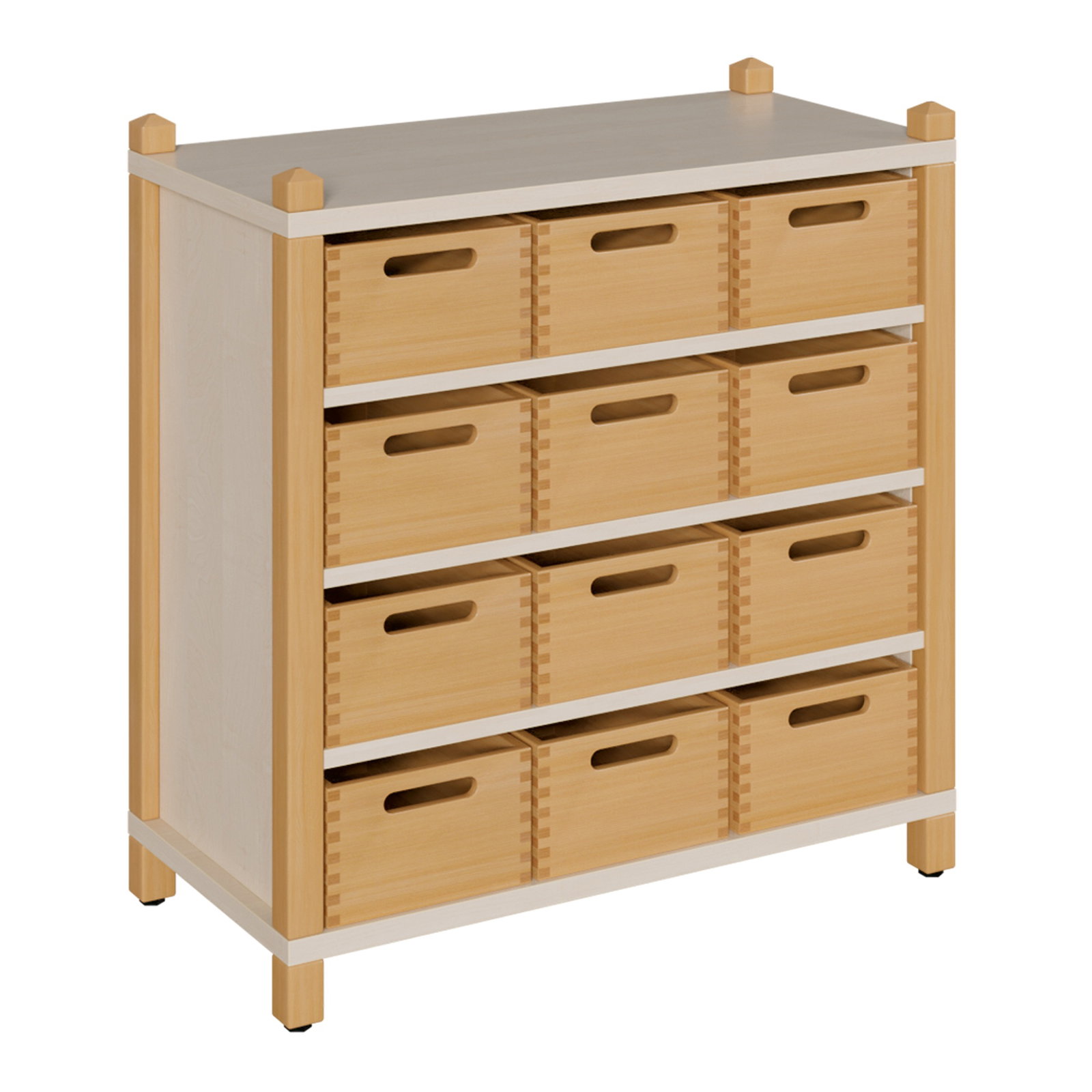 Stollenschrank mit Massivholzkästen